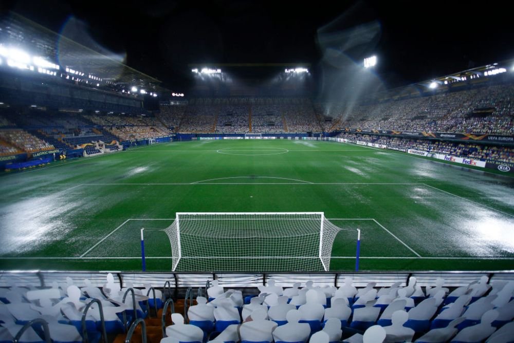 Imagini IREALE din Spania! Au crezut ca a venit POTOPUL fix inainte de meci! Startul meciului Villarreal - Maccabi Tel Aviv, amanat dupa o ploaie INFERNALA_2