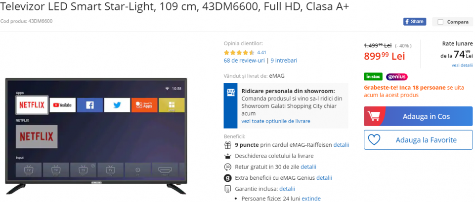 Televizor Smart LED redus 40%: costa doar 899 de lei daca-l iei acum! Robot de aspirare la super oferta: 991 de lei de la 1599 lei! Au inceput reducerile MASIVE la eMAG si le vezi aici_3