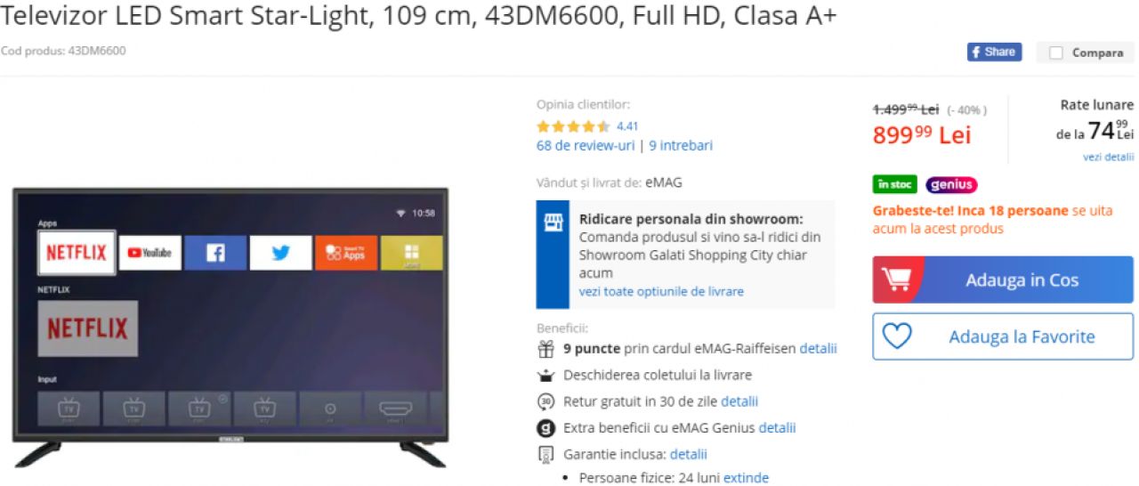 Televizor Smart LED redus 40%: costa doar 899 de lei daca-l iei acum! Robot de aspirare la super oferta: 991 de lei de la 1599 lei! Au inceput reducerile MASIVE la eMAG si le vezi aici_3