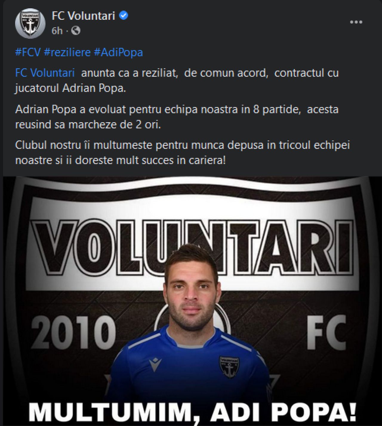 Adi Popa, OUT de la FC Voluntari! A plecat, desi parea sa fi ajuns la cea mai buna forma_1