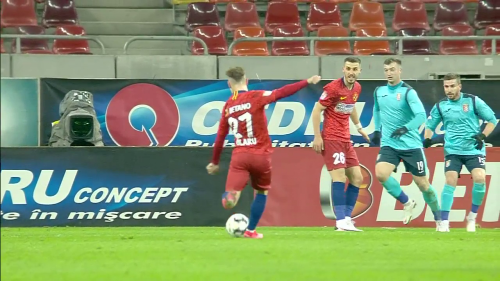 Gol FANTASTIC Olaru pentru FCSB! Executie minunata, din afara careului! Reactia lui Ilie Dumitrescu: 