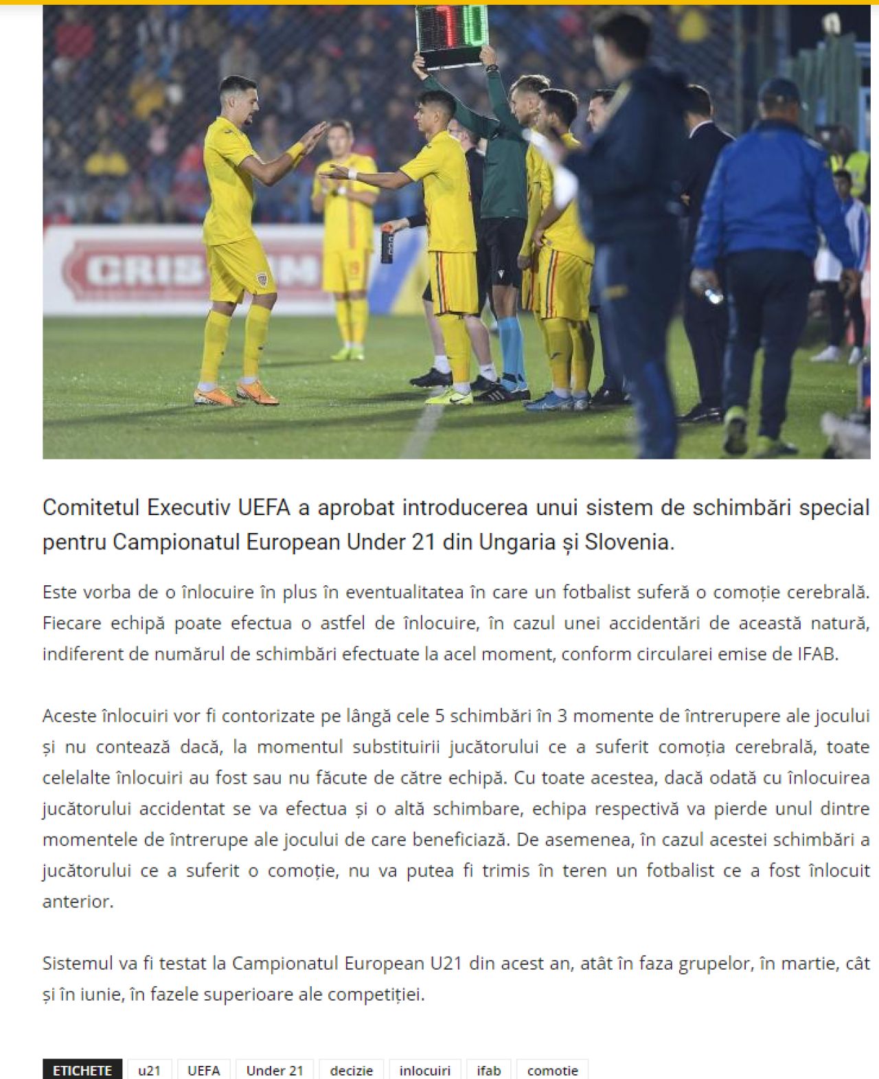 UEFA a aprobat introducerea unui sistem nou de schimbari! Ce modificari propune forul si cand va fi testat noul sistem_1