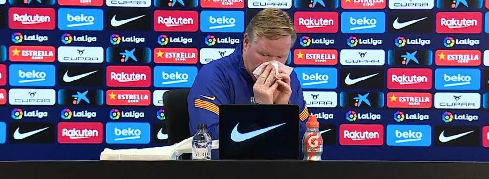 Moment SOCANT la conferinta de presa a lui Ronald Koeman! Antrenorului olandez i-a curs SANGE din nas din cauza problemelor cu inima!