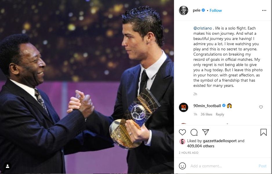 Pele l-a recunoscut pe Ronaldo drept cel mai bun marcator al tuturor timpurilor! Mesaj FANTASTIC pentru Cristiano: