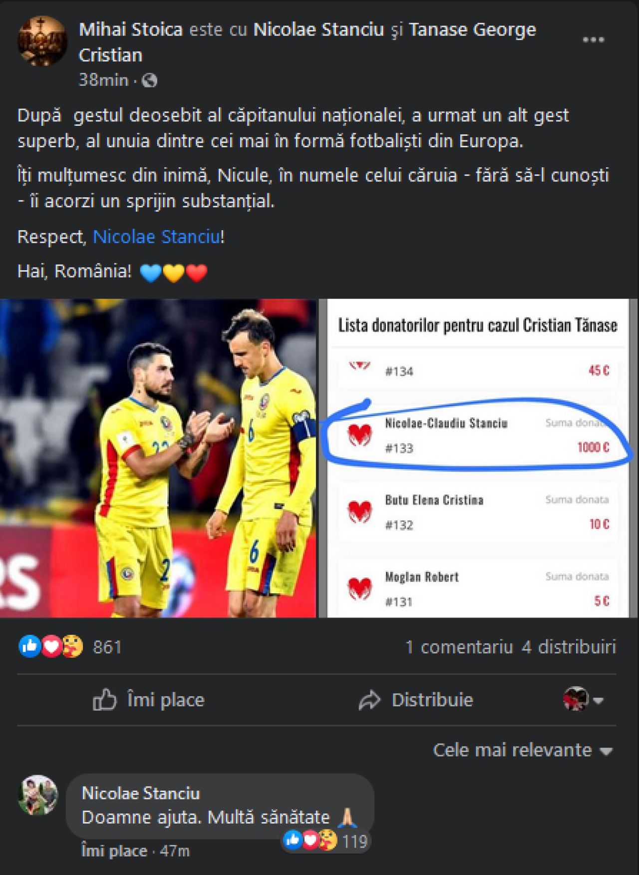 Gesturi fantastice ale lui Chiriches si Stanciu! MM a dezvaluit totul, dupa ce i-a cerut lui Chiriches sa distribuie o postare pe grupul nationalei. Donatii importante pentru un tanar grav bolnav_4
