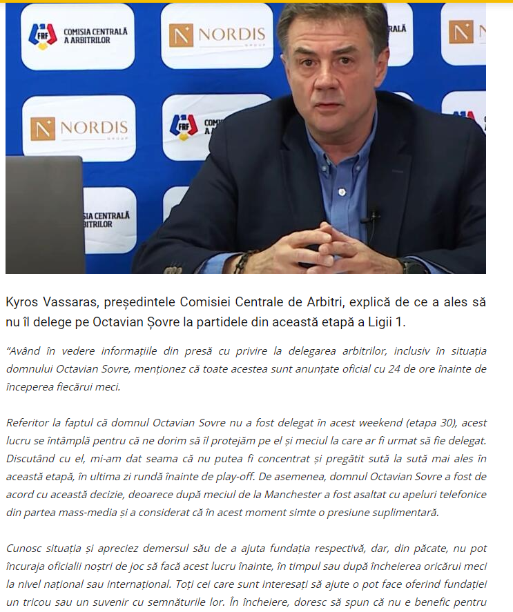 Prima reactie oficiala de la CCA dupa ce Sovre a fost oprit de la delegari dupa ce i-a cerut un autograf lui Haaland! 