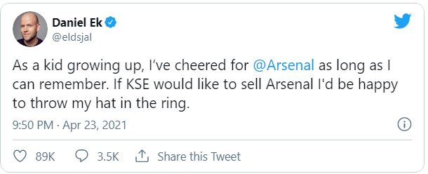 Arsenal poate fi cumparata de Spotify! Milionarul suedez si-a exprimat intentia de a investi in clubul din Londra_3