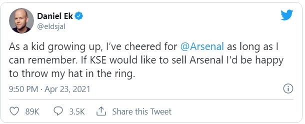 Arsenal poate fi cumparata de Spotify! Milionarul suedez si-a exprimat intentia de a investi in clubul din Londra_3