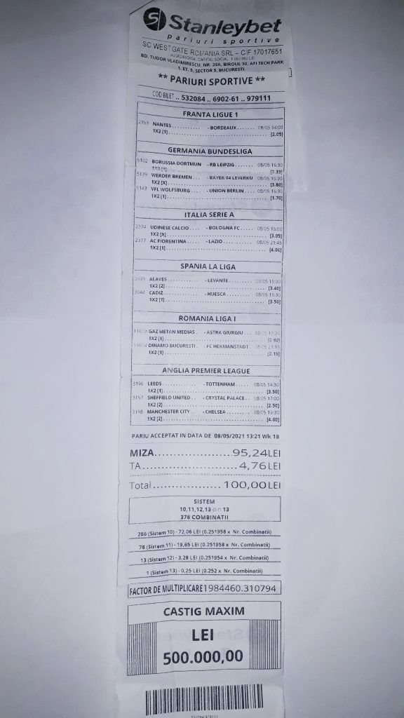 FABULOS! Un fost antrenor din Romania a dat lovitura la pariuri! A castigat peste 100 000 de euro cu 13 meciuri jucate. Pe ce meciuri a mizat
