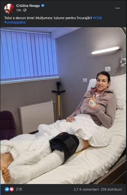 Cristina Neagu s-a operat la genunchi! Mesajul transmis de sportiva pentru suporteri imediat dupa interventie&nbsp;