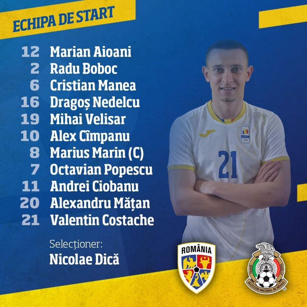 Romania U23 0-1 Mexic U23! Nationala lui Dica a dominat prima repriza, dar s-a chinuit sa ajunga la poarta! AICI golul marcat de Angulo