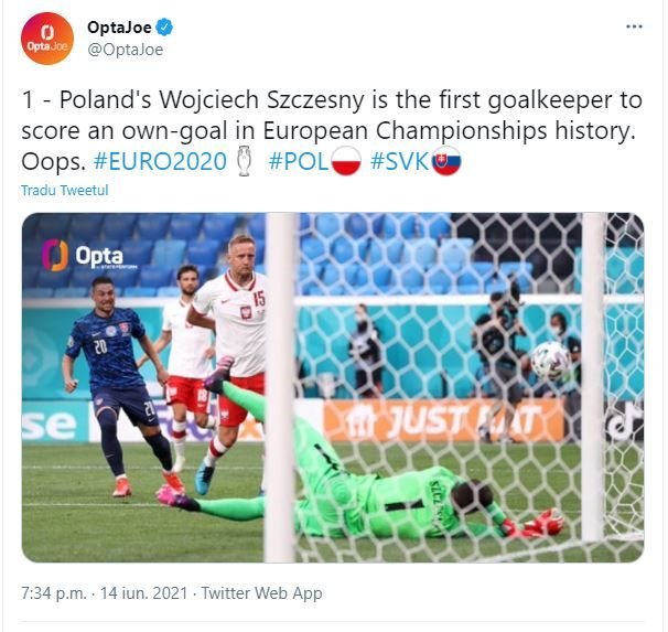Record negativ stabilit de Szczesny! Este primul portar care pateste asta la Euro