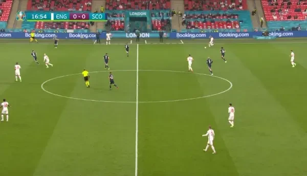 Ocazie Anglia! Phillips il laseaza perfect pe Foden, care trimite pe langa poarta! Jucatorul se afla in ofsaid insa