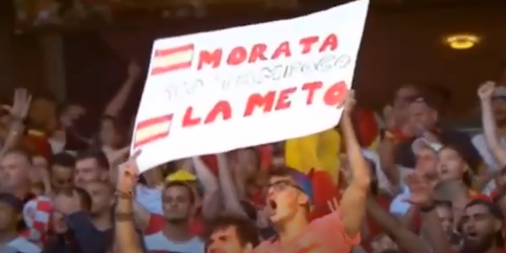 Probabil cel mai amuzant banner de la Euro:&nbsp; Morata, nici eu n-o bag!