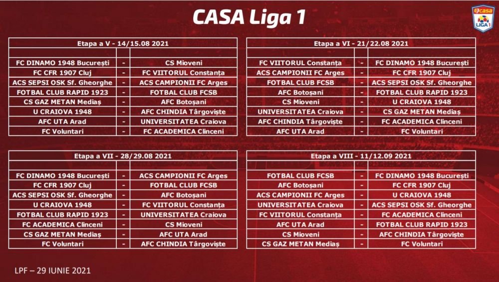 Programul Ligii 1 in sezonul 2021/2022! FCU debuteza cu CFR! Derby-ul Olteniei se joaca in etapa a sasea. FCSB, primul duel tare abia in etapa a opta_9