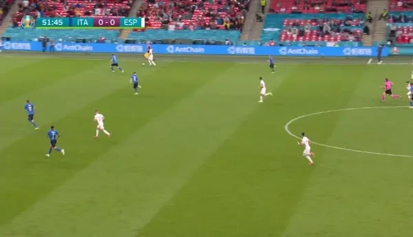 OCAZIE SPANIA! Contraatac al Spaniei, Busquets primeste la marginea careului si suteaza puternic, dar trimite pe langa poarta