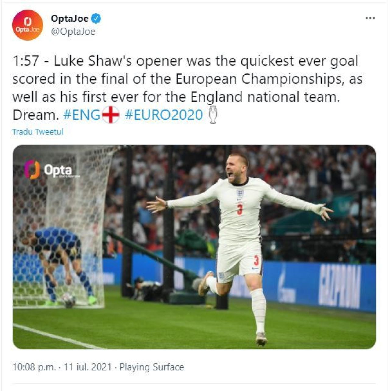 Performanta uluitoare izbutita de Luke Shaw! Golul fabulos marcat de englezi intra in istoria Campionatului European_2