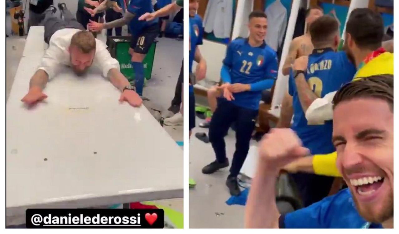 Cum au sarbatorit italienii dupa ce au castigat EURO 2020! Imagini de senzatie din vestiarul lui Mancini! Daniele de Rossi a facut show_1