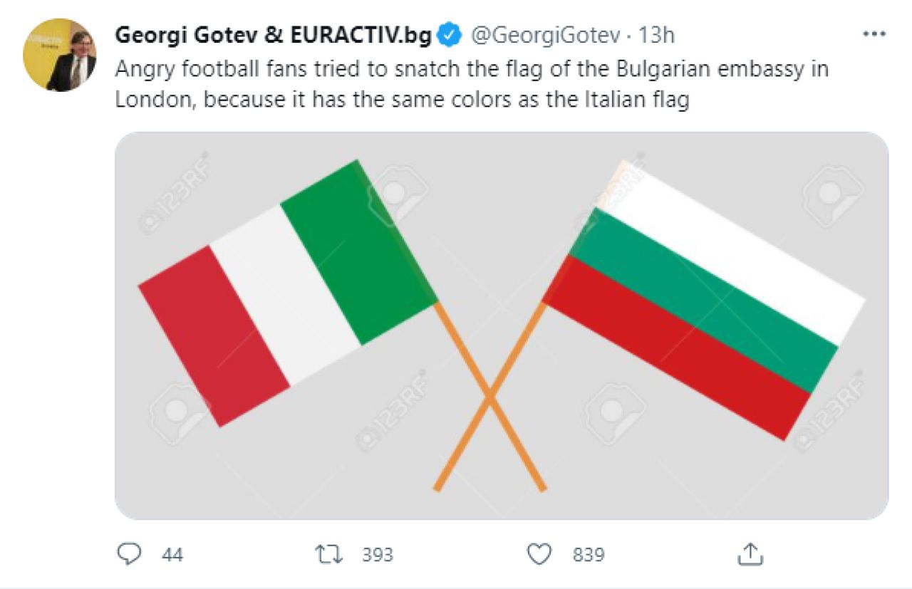 Suporterii englezi si-au pierdut controlul! Au confundat steagul Italiei cu cel al Bulgariei si au atacat Ambasada vecinilor nostri _8