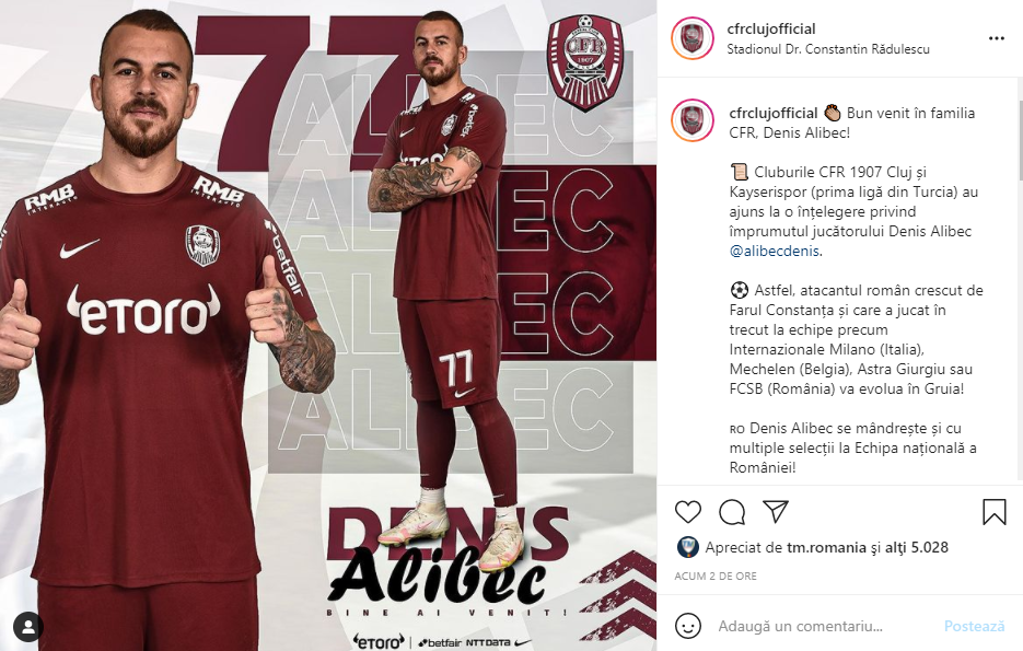 CFR Cluj l-a prezentat pe Denis Alibec: Am dat lovitura, are cel mai mic salariu