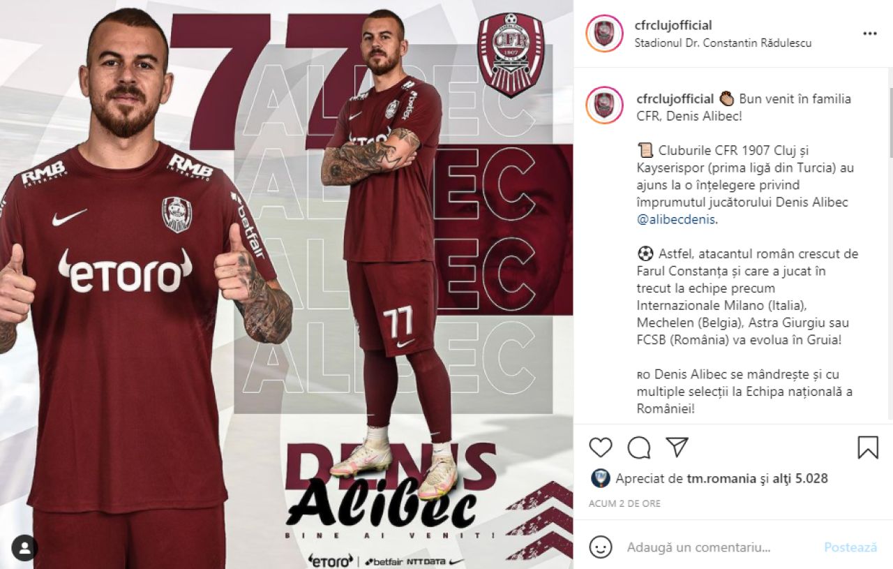 CFR Cluj l-a prezentat pe Denis Alibec: