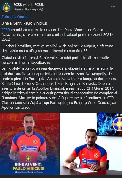OFICIAL | Vinicius a semnat cu FCSB: 