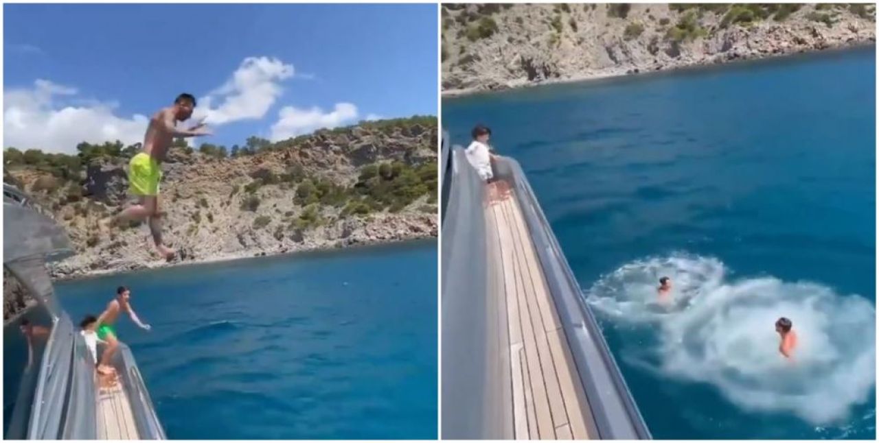 Messi face spectacol și în vacanță! A sărit în apă de la etajul unui yacht, alături de fiul său _7