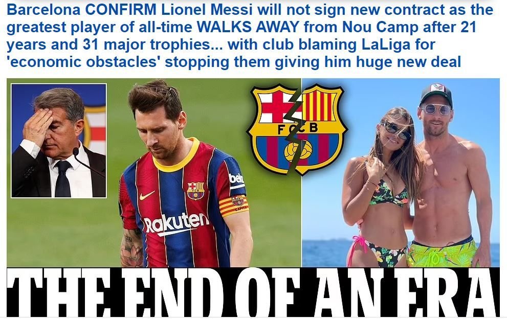 Ce scrie presa internațională după ce Barcelona a anunțat despărțirea de Lionel Messi