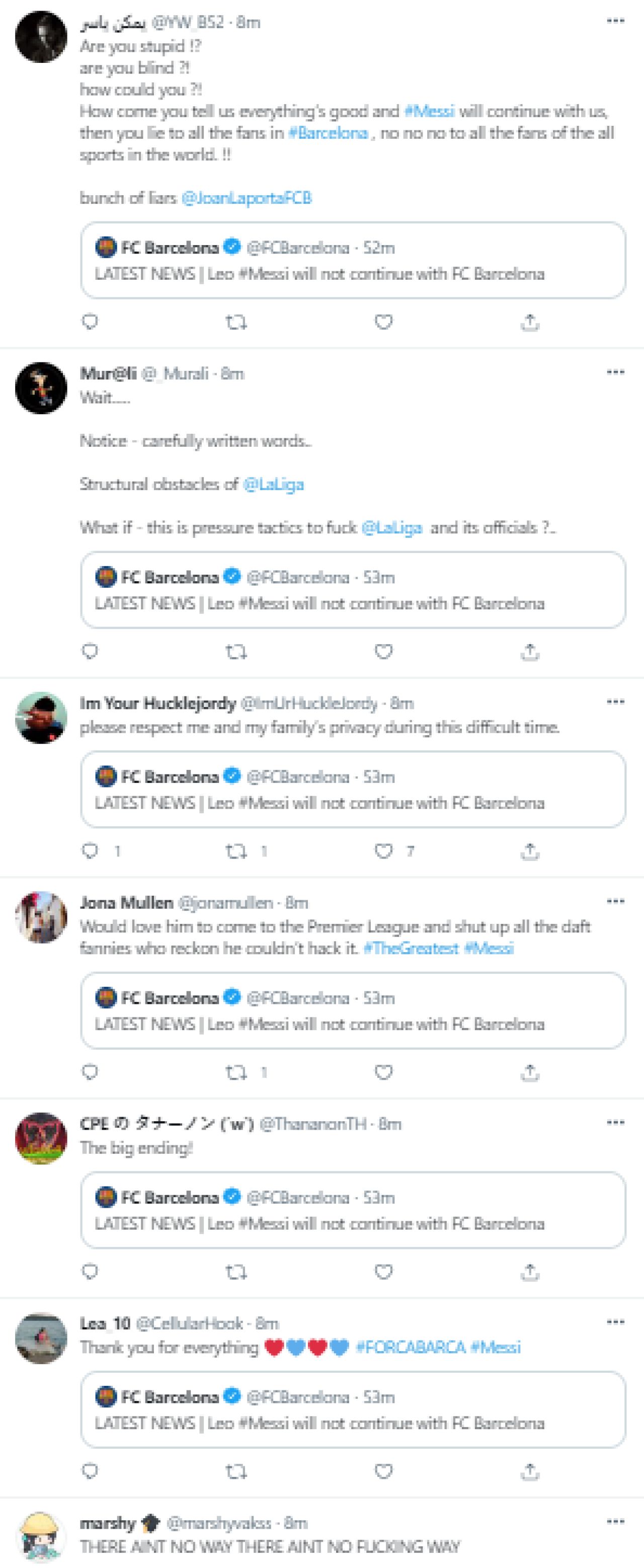 Fanii Barcelonei, devastați după ce Messi nu va mai evolua pe Camp Nou! Suporterii au asaltat rețelele de social media _9