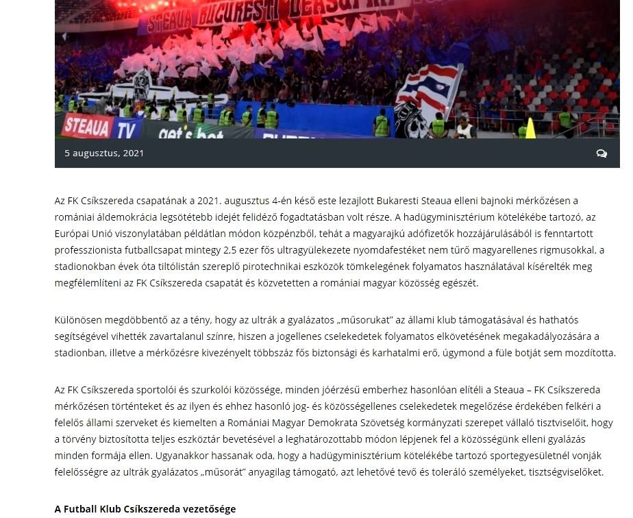Ciucanii, acuze grave după meciul cu Steaua. 