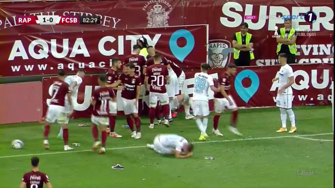 Bătaie în finalul derby-ului! Șerban i-a bagat mâna în gât lui Belu-Iordache. Sefer, placaj ca la rugby la jucătorul FCSB _1