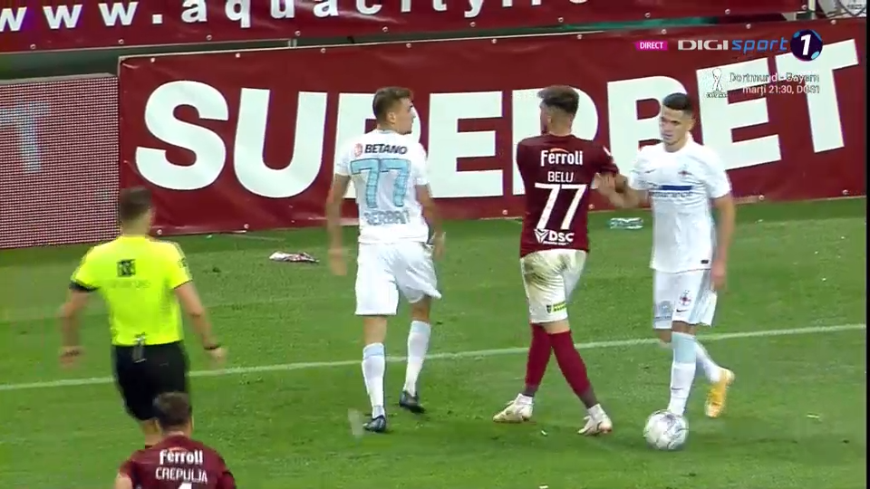Bătaie în finalul derby-ului! Șerban i-a bagat mâna în gât lui Belu-Iordache. Sefer, placaj ca la rugby la jucătorul FCSB _2