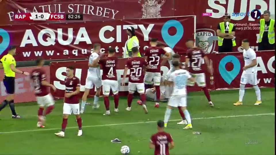 Bătaie în finalul derby-ului! Șerban i-a bagat mâna în gât lui Belu-Iordache. Sefer, placaj ca la rugby la jucătorul FCSB _5