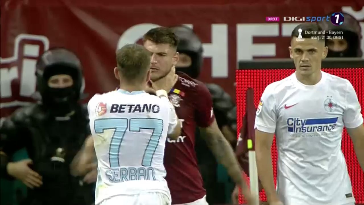 Bătaie în finalul derby-ului! Șerban i-a bagat mâna în gât lui Belu-Iordache. Sefer, placaj ca la rugby la jucătorul FCSB _7