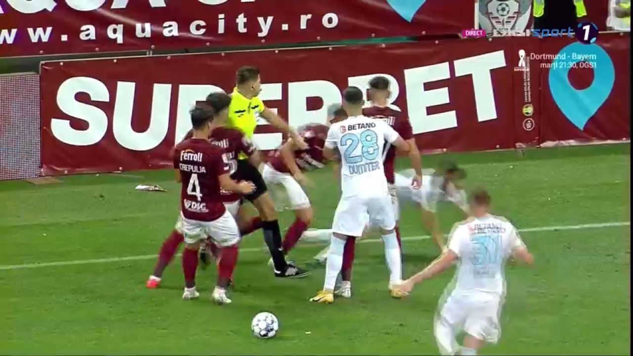 Bătaie în finalul derby-ului! Șerban i-a bagat mâna în gât lui Belu-Iordache. Sefer, placaj ca la rugby la jucătorul FCSB _8
