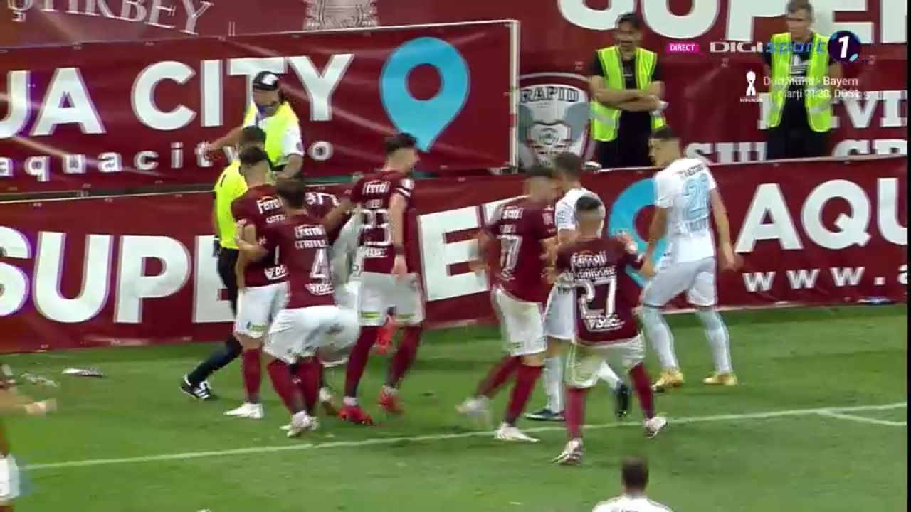 Bătaie în finalul derby-ului! Șerban i-a bagat mâna în gât lui Belu-Iordache. Sefer, placaj ca la rugby la jucătorul FCSB _13