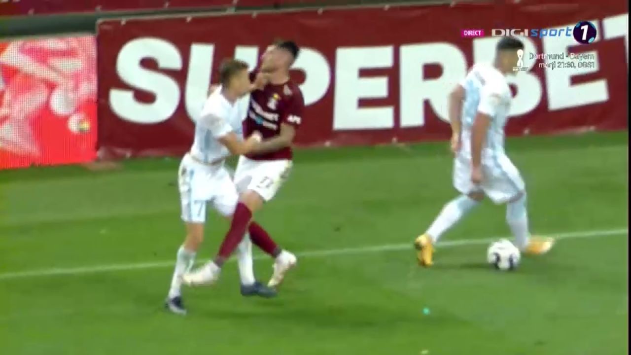 Bătaie în finalul derby-ului! Șerban i-a bagat mâna în gât lui Belu-Iordache. Sefer, placaj ca la rugby la jucătorul FCSB _14