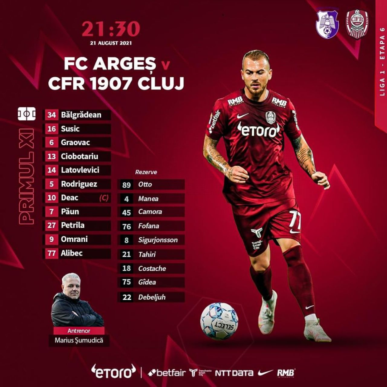 FC Argeș - CFR Cluj 0-1 | Șumudică, punctaj maximum după primele 6 etape _2