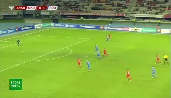 Macedonia de Nord e periculoasă! Elmas centrează spre poarta lui Niță, care iese bine și reține balonul