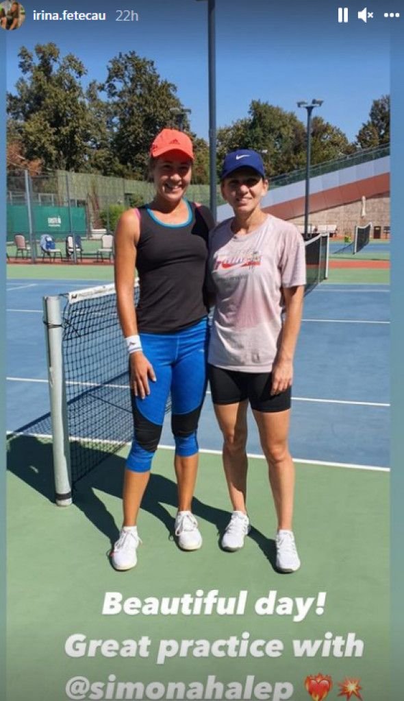 Simona Halep a terminat mai repede luna de miere și a revenit pe teren. Partener surpriză la antrenamente_10