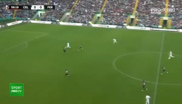 Jota îl lansează excelent pe Furuhashi, care îl învinge pe portarul lui Ferencvaros.