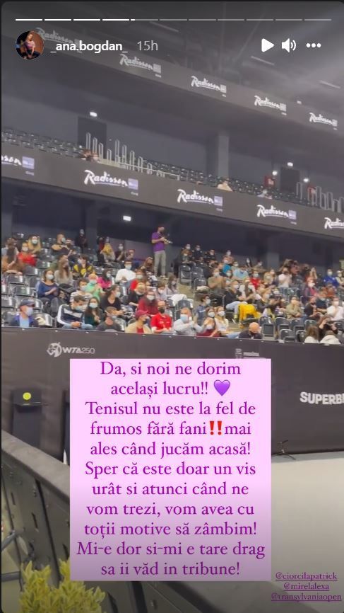 „Vrem turneu cu spectatori!” Ana Bogdan a emoționat publicul clujean, interzis la Transylvania Open: „V-aș îmbrățișa pe toți!” _1