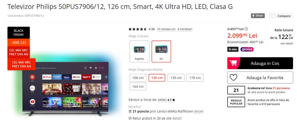 BLACK FRIDAY 2021 | eMAG vine cu cele mai tari reduceri la televizoare_3