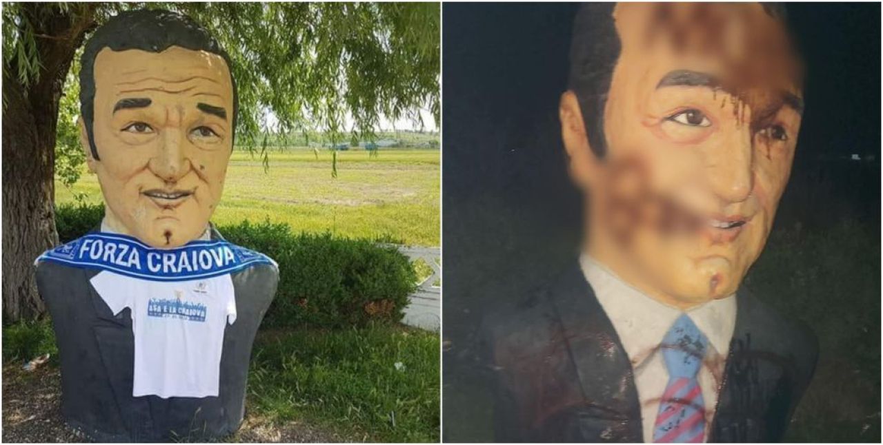 Fanii FCSB continuă scandalul cu Becali! Statuia patronului, vandalizată de huligani _4