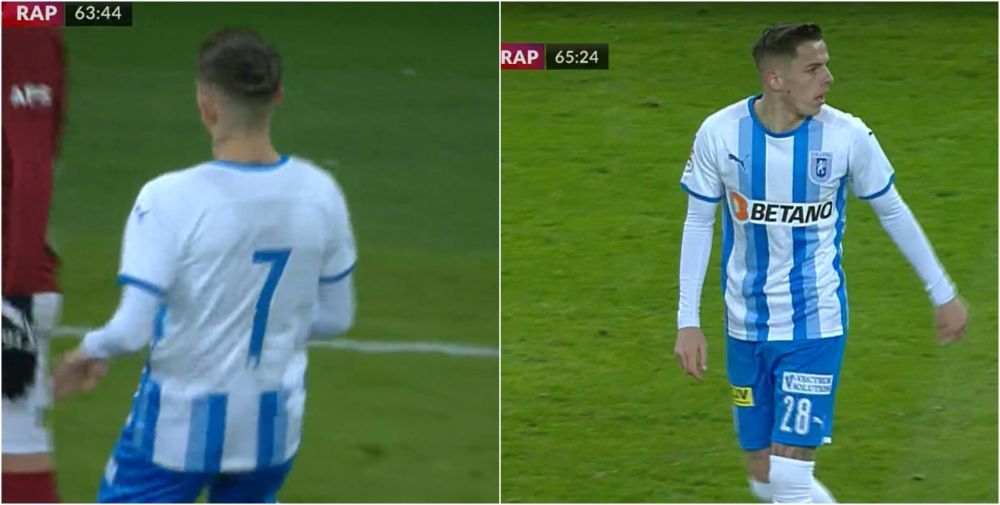 Situație inedită la meciul dintre Universitatea Craiova și Rapid! Cîmpanu a intrat pe teren cu echipament cu numere diferite_6