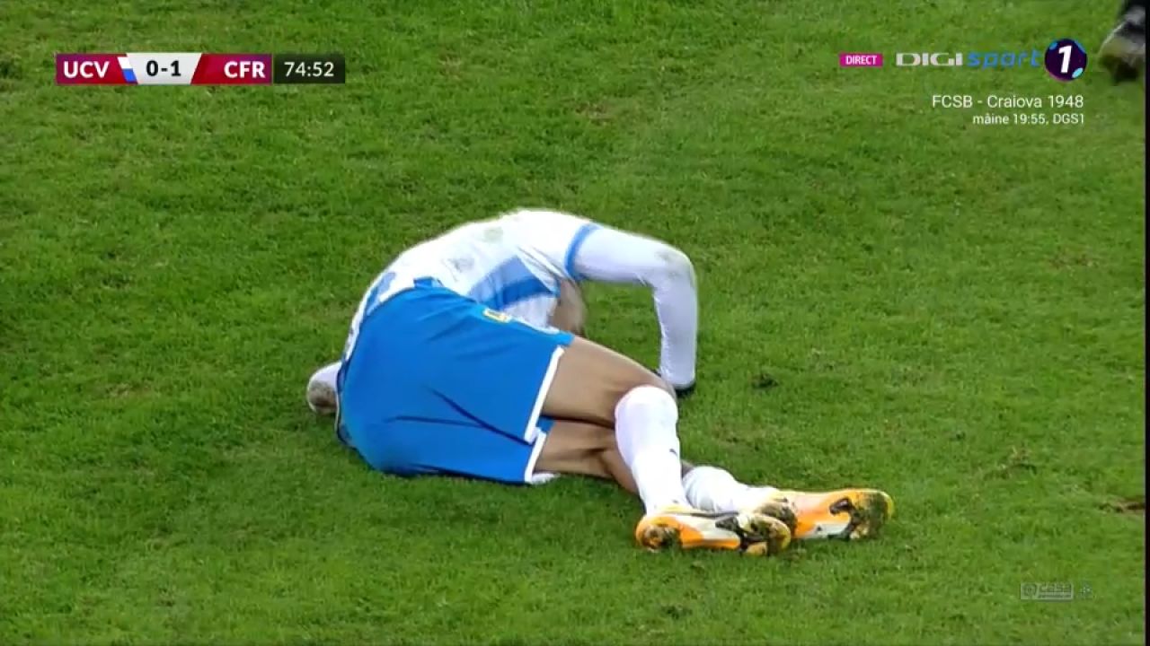 Accidentare groaznică pentru Ștefan Baiaram contra lui CFR Cluj! Hațegan a acordat doar galben_1
