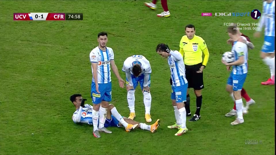 Accidentare groaznică pentru Ștefan Baiaram contra lui CFR Cluj! Hațegan a acordat doar galben_2