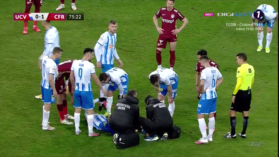 Accidentare groaznică pentru Ștefan Baiaram contra lui CFR Cluj! Hațegan a acordat doar galben_3