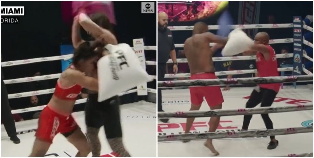 Nu s-a mai văzut așa ceva până acum! Bătaia cu perne s-a mutat în ring! Noul sport din Statele Unite are ca premiu 5 000 de dolari pentru câștigător_5