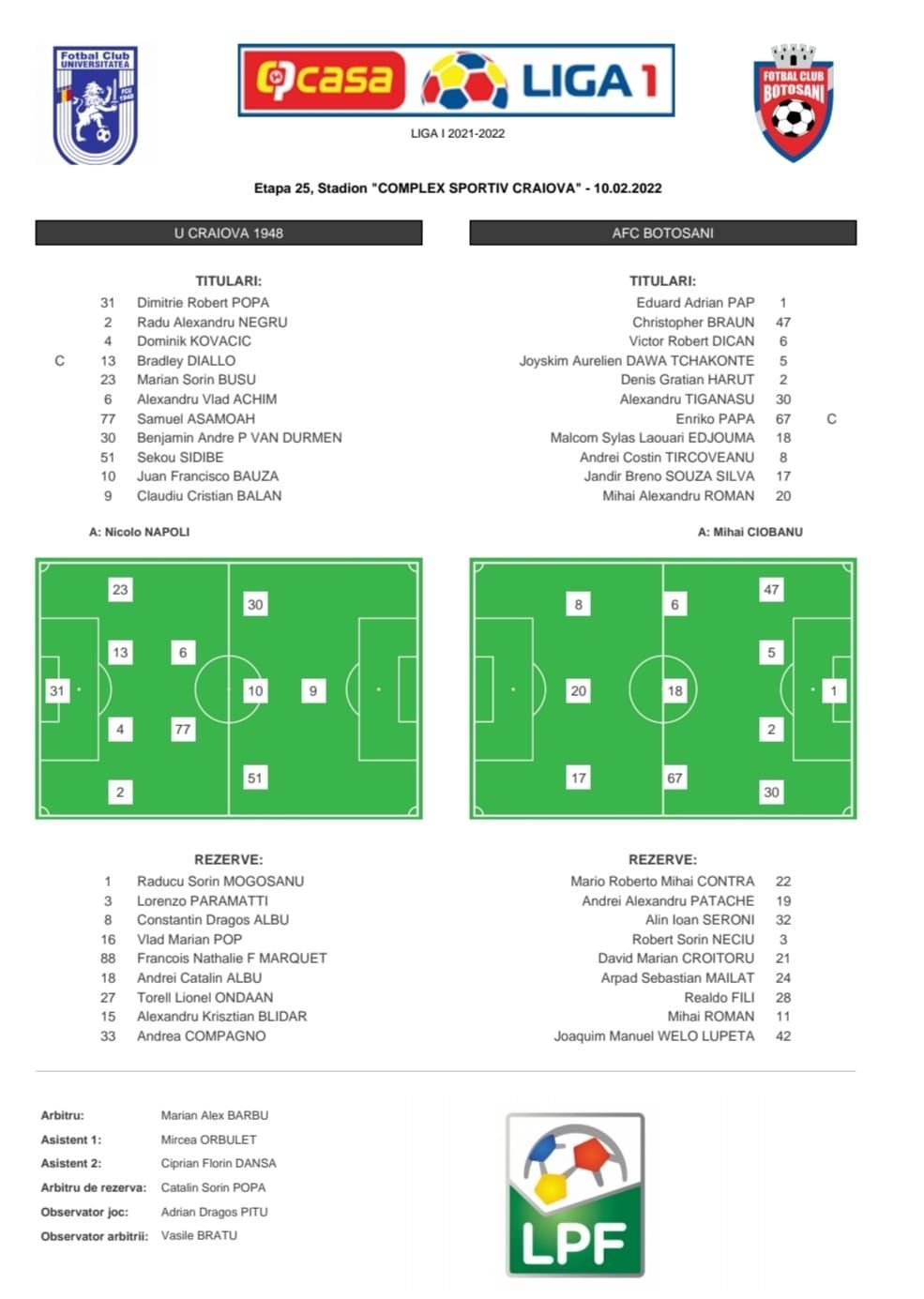 FCU Craiova - FC Botoșani 3-2 | Victorie imensă pentru echipa lui Napoli, care urcă în clasament! A fost spectacol pe Oblemenco _2